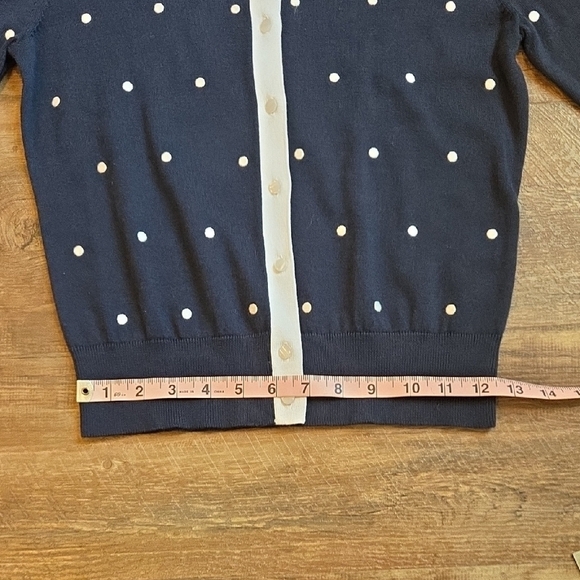 Cynthia Rowley Blue and White Polka Dot Cardigan Small 100% Cotton New W/Tags - Picture 10 of 11